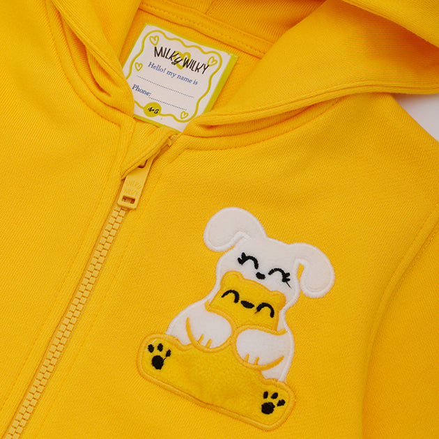 Squeaky Yellow Zipped Hoodie Sweatshirt