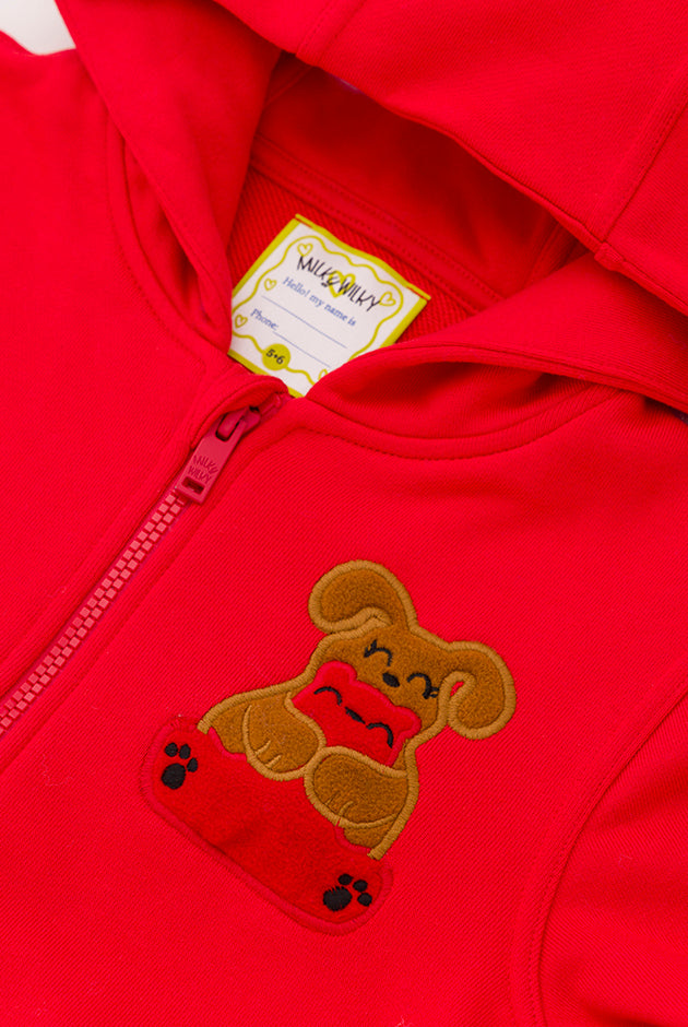 Squeaky Red Zipped Hoodie Sweatshirt