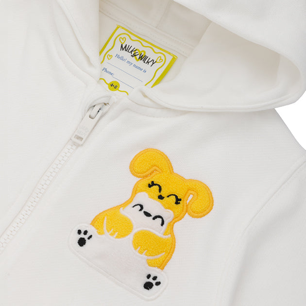Squeaky White Zipped Hoodie Sweatshirt