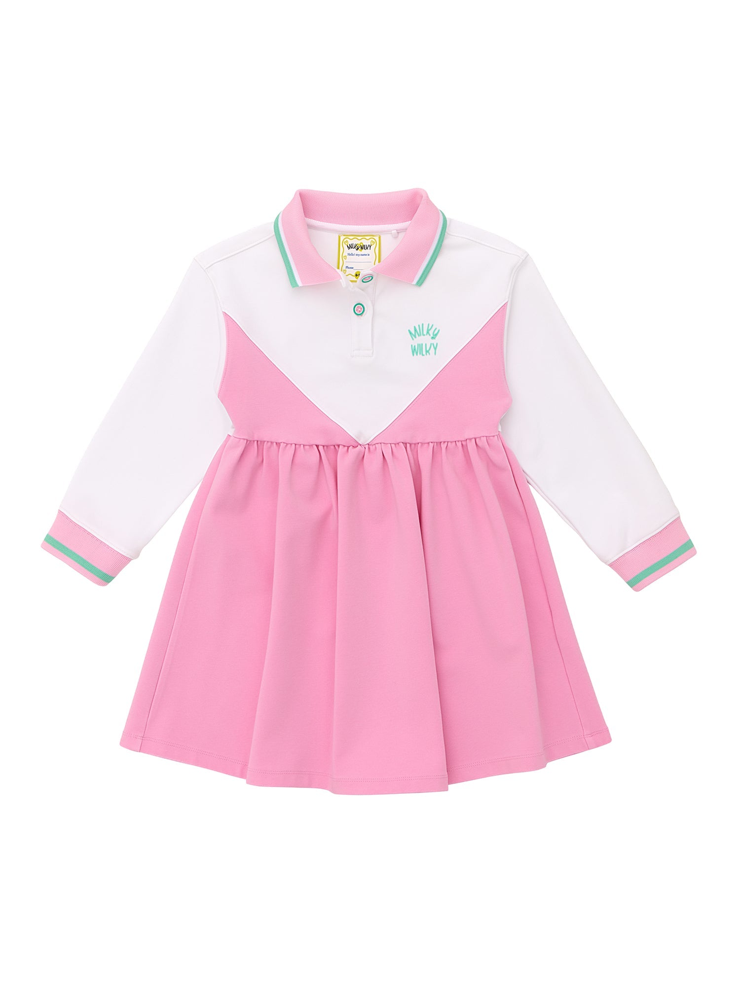 V Pattern Polo Collar Dress